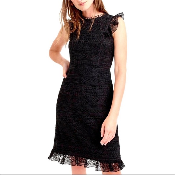 J. Crew Cap-Sleeve Ruffle Dress In Mixed Lace Size 2 - Picture 1 of 9